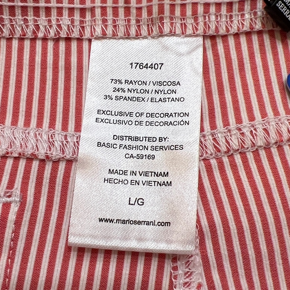 Mario Serrani Comfort Stretch Capri Pants Tomato Ivory NWT Size L - Picture 11 of 11